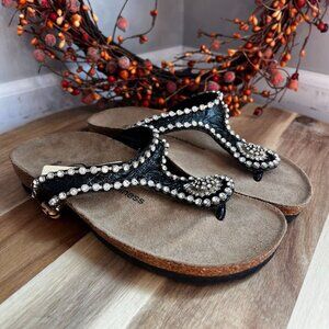 Euro Wellness Balance Womens Rhinestone Bedazzled Thong Sz 5.5US / 35.5EU Footbe